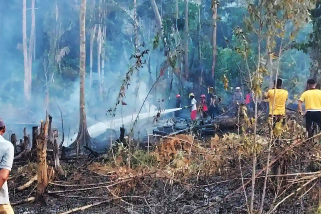 Kebakaran lahan 5.000 meter persegi di Desa Pesisir Timur, Kecamatan Siantan, Kabupaten Kepulauan Anambas, Provinsi Kepulauan Riau